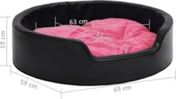 VidaXL Hondenmand 69x59x19 Cm Pluche En Kunstleer Zwart En Roze -Hond Benodigdheden 1200x674 3