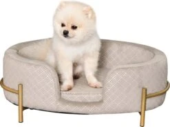 PawHut Huisdierenbank Hondenbank Kattenbank Zacht Rugleuning Metalen Poten Grijs D04-166 -Hond Benodigdheden 1200x895