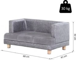 PawHut Hondenbank Huisdierbank Hondenbed Hondenmat Woonkamer PU-leer Kort Pluche Grijs D04-135 -Hond Benodigdheden 1200x941