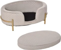 PawHut Huisdierenbank Hondenbank Kattenbank Zacht Rugleuning Metalen Poten Grijs D04-166 -Hond Benodigdheden 1200x976