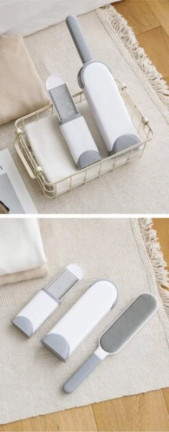 IGOODS - Pet Hair Remover - Hond & Kat Roller Brush - Dubbelzijdig Bont Ontharingsgereedschap Met Zelfreinigende Basis - Reismaatborstel - Voor Kleding - Bank - Tapijt - Autostoel GRIJS -Hond Benodigdheden 469x1200