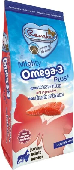 Renske Mighty Omega Plus Zalm Geperst Hondenvoer 15 Kg -Hond Benodigdheden 525x1200